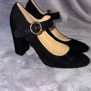 Black Mary Jane Block Heel Shoes